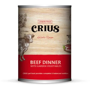 【CRIUS 克瑞斯】天然紐西蘭無穀犬用主食餐罐-風味牛 375G-12罐