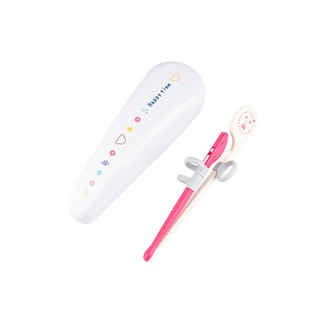 Richell 利其爾 兒童訓練筷 第一階段 附專用外出盒 手指環設計  粉  1組