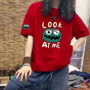 【台灣出貨】100%純棉 短袖上衣 短袖t恤 短袖女裝 t恤女 大尺碼短袖 寬鬆T恤 可愛上衣 女生上衣 韓版上衣女