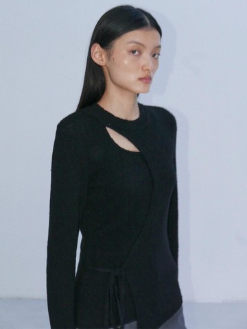 SIDE STRING SOFT KNIT - BLACK