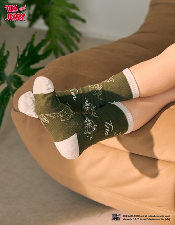 【湯姆貓與傑利鼠】 湯姆歷險襪(童)- 深綠