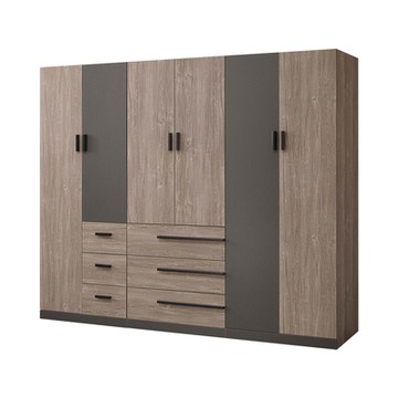 Boden-波克8尺工業風多功能收納衣櫃組合(二門小三抽+二門三抽+二門)-240x59x202cm