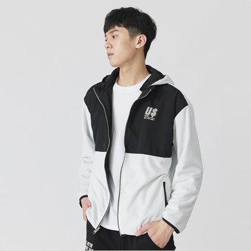 兩面穿拼接絨毛防風外套(黑色)-男
