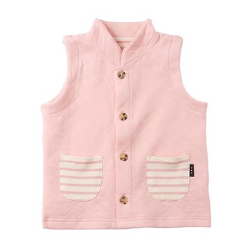 兒童款 珊瑚絨保暖背心 雙面棉  110cm  粉條紋