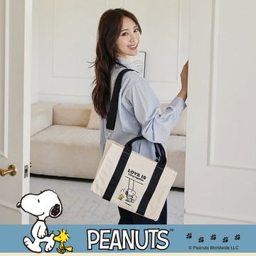 <售完不補> 史努比聯名款．帆布兩用托特包 黑米