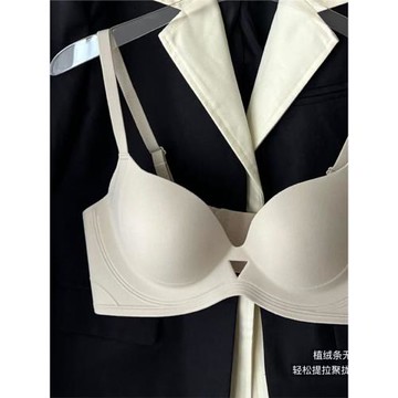 簡約植絨條提拉內衣小胸聚攏內衣舒適性感一片式文胸