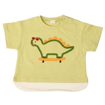 akachan honpo - 短袖T恤-凸毛繡-黃綠色