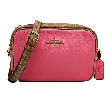 【COACH】C LOGO斜背相機包(焦糖/粉)