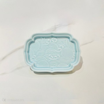 水波祥瑞瓷盤 - 藍