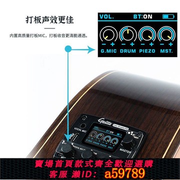 【全網低價 可打統編】巧樂匠吉他加振拾音器古典民謠木吉他藍牙混響延遲內錄帶鼓機