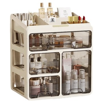 小麥購物 化妝品收納盒 L2901  1個  米白色  34 x 23.5 x 36.5cm