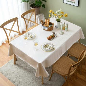 Homely Zakka 輕奢美學純色花邊防水防油桌巾_2款任選 - 淡雅香檳