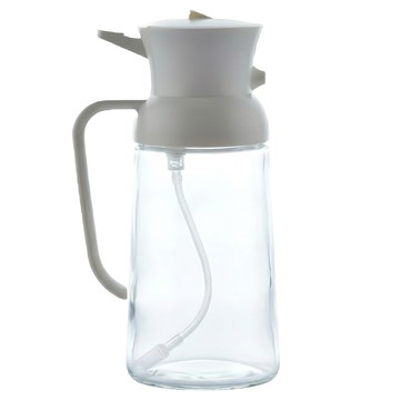 SUNORO 家用按壓噴倒兩用油壺/玻璃噴油瓶/氣炸鍋調味瓶/油醋瓶 米白色 550ml  1個