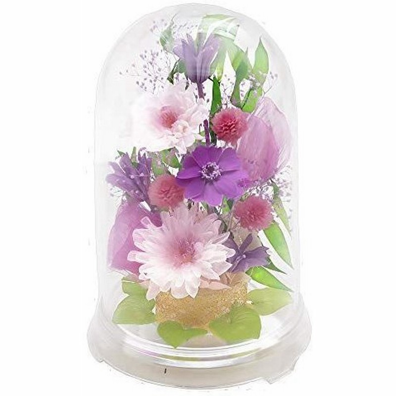 サウンドアレンジ プリザーブドフラワー 仏花 仏壇用 ドーム お供え 花 日本製 一対作成可 花まゆら 白紫 通販 Lineポイント最大get Lineショッピング
