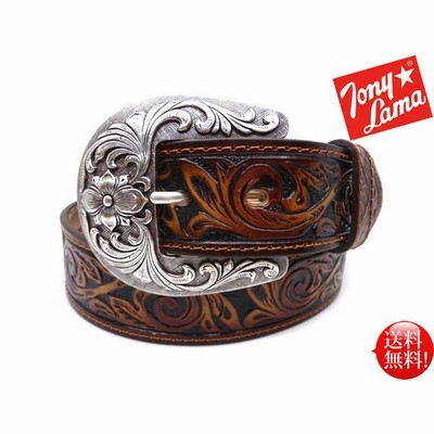 Tony lama フローラルカービング 38mm幅 ウエスタンベルト De