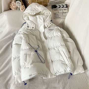 白色派克服棉衣女新款冬裝棉服ins港風棉襖設計感小眾外套