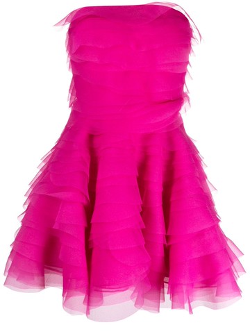 Ana Radu - ruffled organza minidress - women - Polyester - XL - Pink