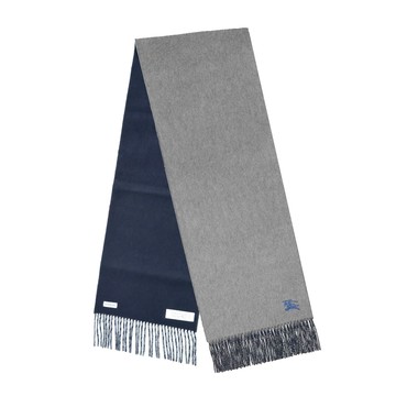 BURBERRY雙面兩用羊絨圍巾(灰色/ 海軍藍)