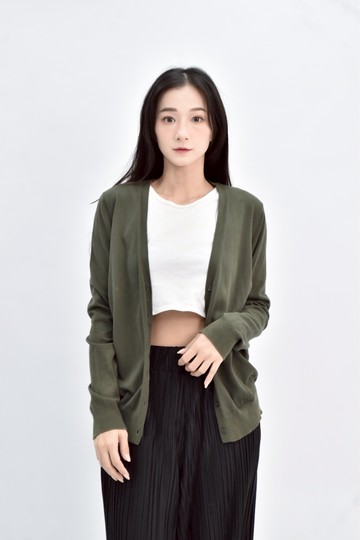 (M) uniqlo 棉質針織純棉綠色外套