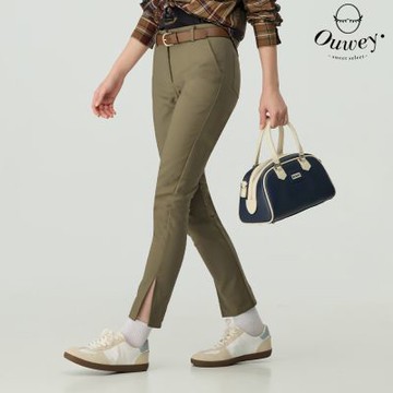 OUWEY歐薇 棉質九分窄管褲(綠；S-L)