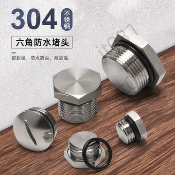 【臺灣上新】 304不鏽鋼實心堵頭電機悶堵塞帽蓋六角鋰電池防水絲堵孔塞螺紋 優選