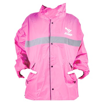 JUMP 將門 金三角 雙重反光 奧樂AuRa 風雨衣 - 隱藏收納雨帽 高耐水壓 魔鬼氈袖口脖圍  蜜桃粉  3XL