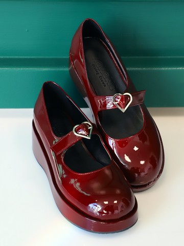 Heart Queen Platform Maryjane - Burgundy