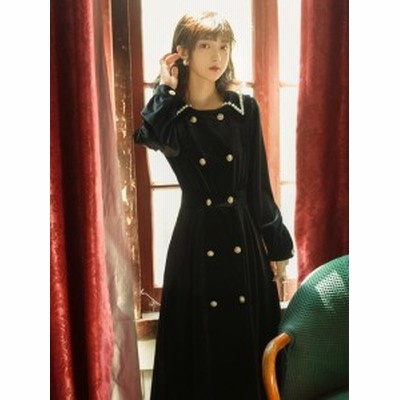 ワンピース 冬 秋 ロング 長袖 ロングワンピース 秋冬 冬 長袖 ベロア ワンピース 英国風 かっこいいワンピース 可愛い ワンピース ベル 通販 Lineポイント最大get Lineショッピング