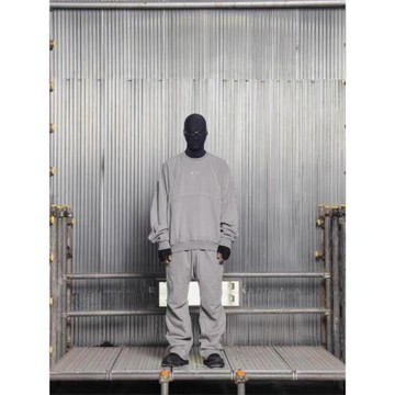 Grailz刺繡純色幾何水洗做舊基礎圓領衛衣秋冬寬松版型外套vibe韓