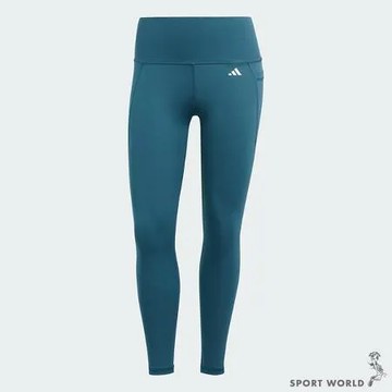 Adidas 女裝 緊身褲 高腰 排汗 口袋 藍綠 IJ6824