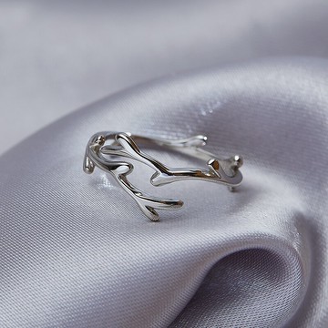 銀奧925純銀樹枝戒指女可調節食指戒網紅小眾設計年新款指環