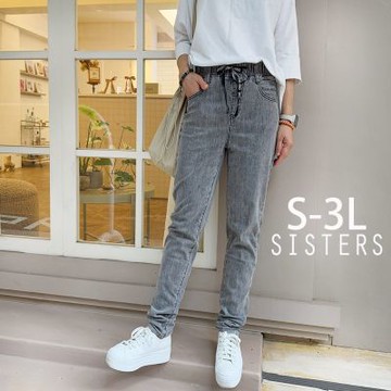 SISTERS 復古水洗小男友窄管牛仔褲/S-3L(女下著/丹寧/窄管褲/顯瘦/褲子)