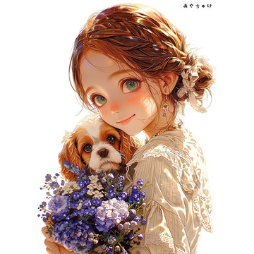 【4 月新品 3】07-120-0022 人物貼紙 春日女孩與動物