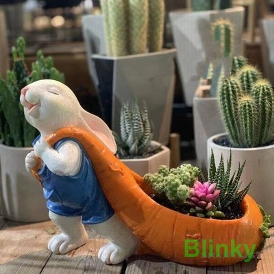 かわいい動物樹脂植木鉢 装飾 ピンクの馬 花瓶 面白い 多肉植物