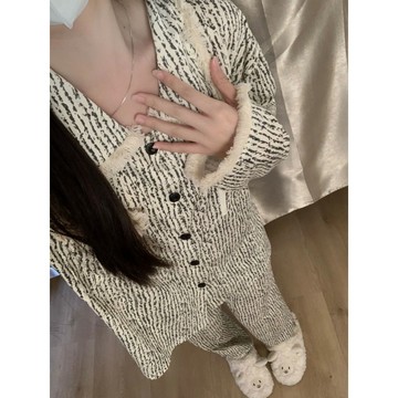 Xuan♥睡衣ins風高顏值學生條紋長袖長褲睡衣女春秋新款流蘇家居服套裝