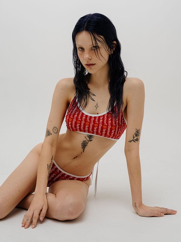 ORG STRIPE BIKINI [WARM RED]