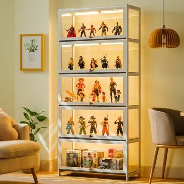 【含稅/免運】 手辦展示柜落地簡約現代客廳分層置物架家用儲物柜盲盒展示陳列柜