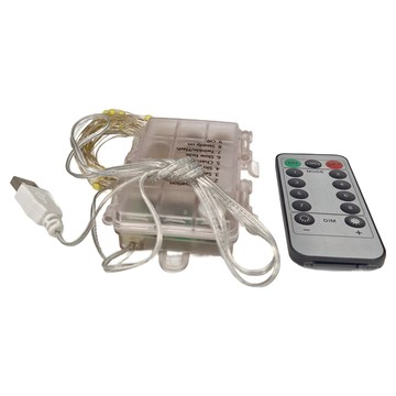 50頭高亮銅線燈 (USB+8段變化電池盒+遙控器)-藍白  1組