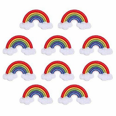 WATASHINO ワッペン アイロン アップリケ 虹 セット レインボー 入園 かわいい 目印 (虹(1)10枚set)
