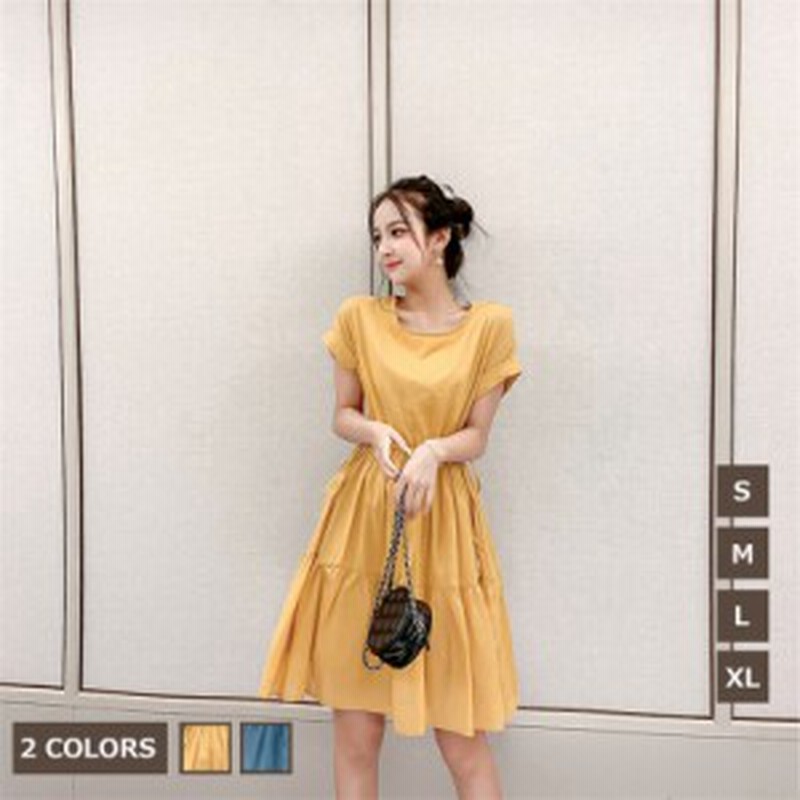 夏ワンピースカットソーワンピース フレアワンピース大きいサイズドレス大人服ワンピースフォーマルお呼ばれドレス Xlイエロー 通販 Lineポイント最大get Lineショッピング
