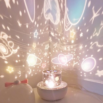投影燈 創意星空投影燈浪漫禮物女生臥室床頭睡眠夢幻旋轉少女臺燈小夜燈