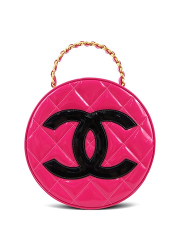 CHANEL Pre-Owned - 1995 CC patch round vanity handbag - women - Patent Leather - One Size - Pink