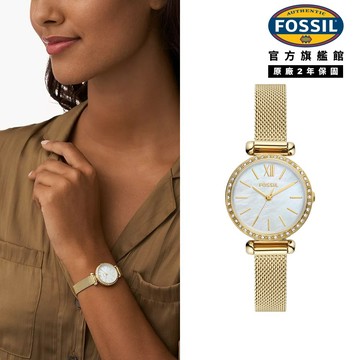 【FOSSIL 官方旗艦館】Tillie Mini 金色不鏽鋼錶帶錶帶 26 MM BQW3898