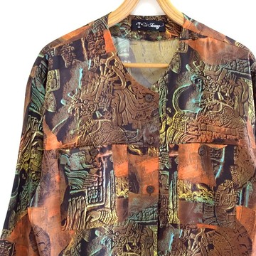 │Slowly│古老圖騰-古著上衣.薄外套│vintage.復古.文藝