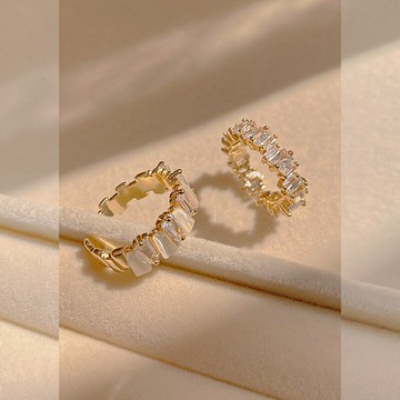 兩件套貓眼石戒指女ins個性時尚百搭高級感開口可調節食指關節戒