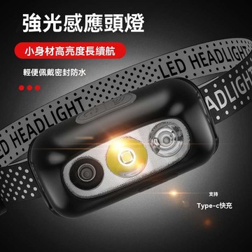 ⚡精選好物⚡丨頭燈超亮長續航充電頭戴式強光感應手電筒led夜釣魚電燈續航鋰電