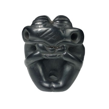 《博古珍藏》紅山文化遺物．煤精太陽神把玩．107公克．工中工痕．收藏多年．行家勿錯過