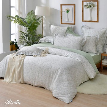 【Great Living格蕾寢飾】英國Abelia 蔓羽佳人 特大天絲木漿四件式兩用被床包組