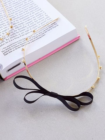 甜美緞帶蝴蝶結排列珠寶髮箍(08000510700) - Maison de FLEUR