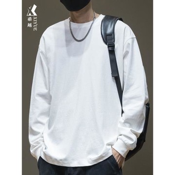 260g重磅衛衣t恤男長袖2025春秋新款大碼打底衫男士白色寬松秋衣